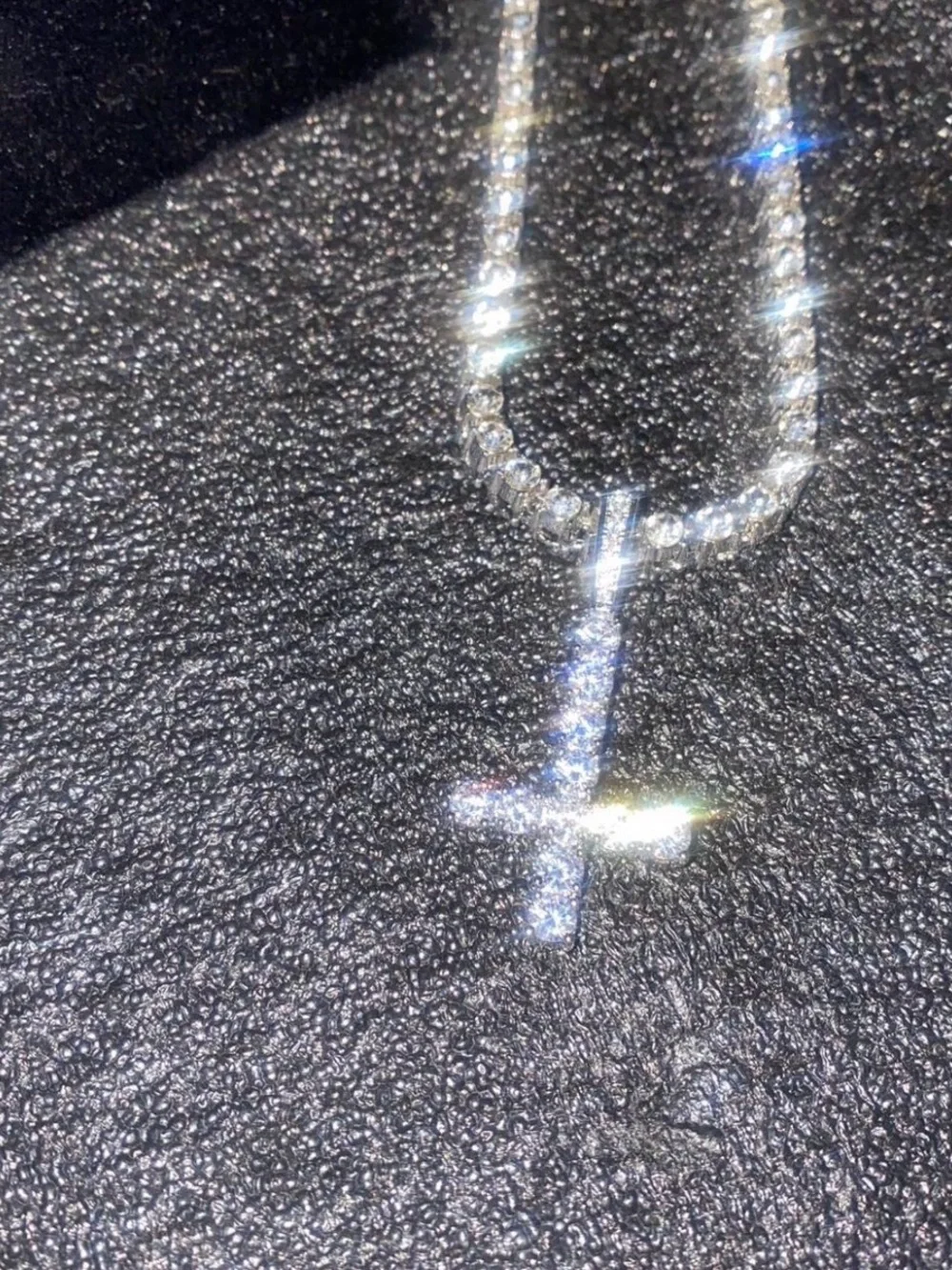 PLAYBOI ICED OUT 22” TENNIS UPSIDE DOWN SILVER CROSS NEW GIFT BOX !!!
